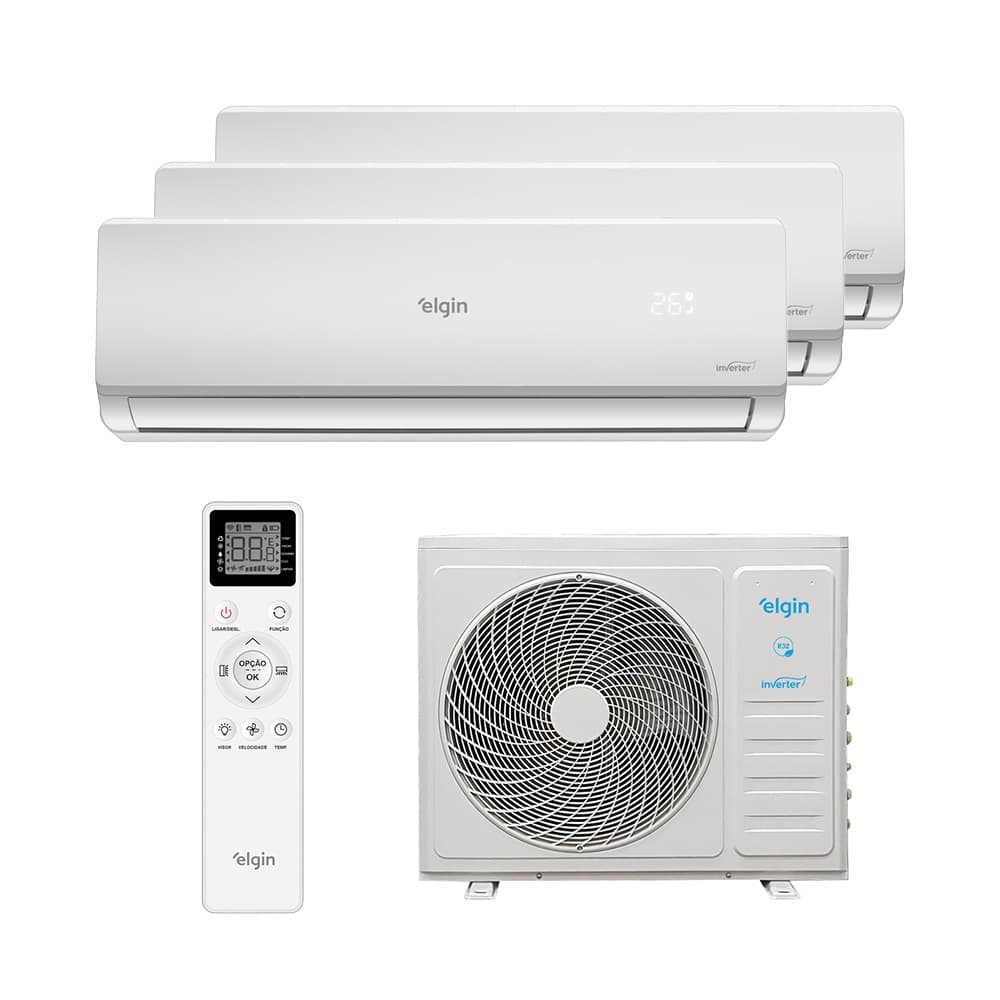 Ar Condicionado Multi Split Inverter Elgin Hw R-32 Wifi 27.000 BTUs (3 Evap 12.000) Quente/Frio 220V Monofásico