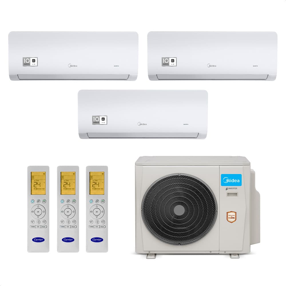 Ar Condicionado Multi Split Inverter Midea Xtreme Save Connect 27.000 BTUs (2 Evap 9.000 e 1 Evap 18.000) Quente/Frio 220V Monofásico