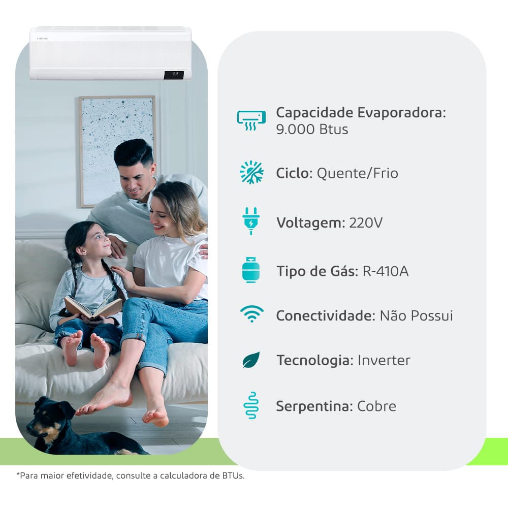 Evaporadora Multi Split Inverter R410A Samsung Windfree 9.000 BTUs Quente/Frio AJ025ANAPKH2AZ - AVULSO dimensões 3