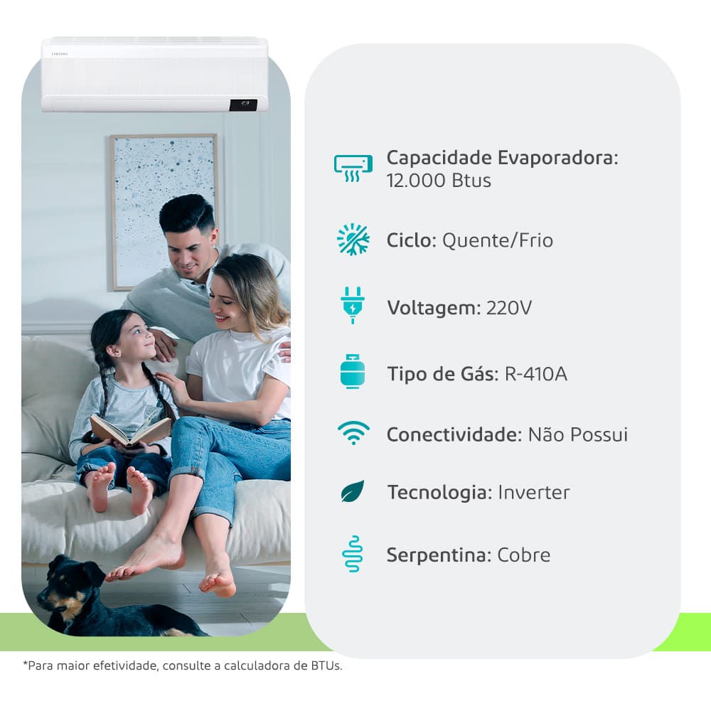 Evaporadora Multi Split Inverter R410A Samsung Windfree 12.000 BTUs Quente/Frio AJ035ANAPKH2AZ - AVULSO dimensões 3
