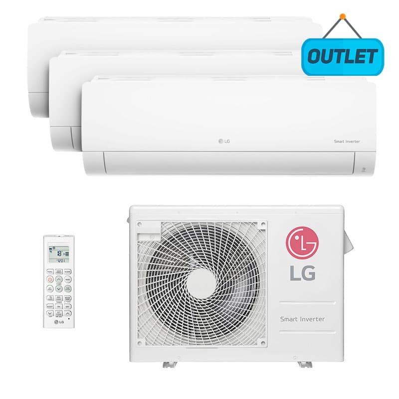 Ar Condicionado Multi Tri Split Inverter LG 24.000 Btus (2 Evap 9.000 e 1Evap 12.000) Quente/frio 220V Monofásico - OUTLET