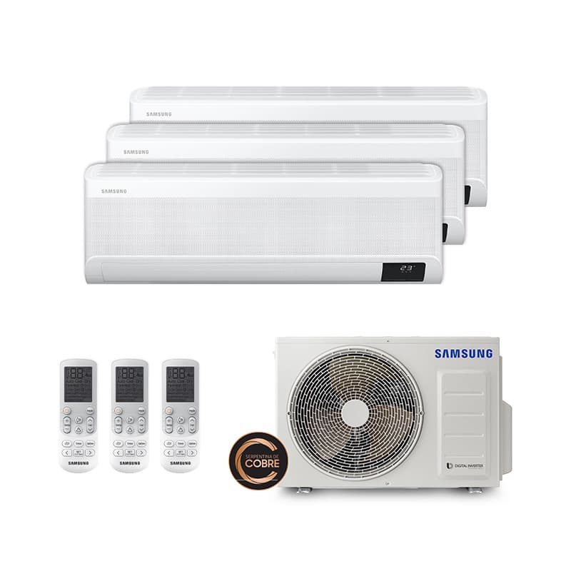 Ar Condicionado Multi Split Inverter Samsung WindFree 24.000 Btus (2x Evap 9.000 e 1 Evap 18.000) Quente/Frio 220V Monofásico
