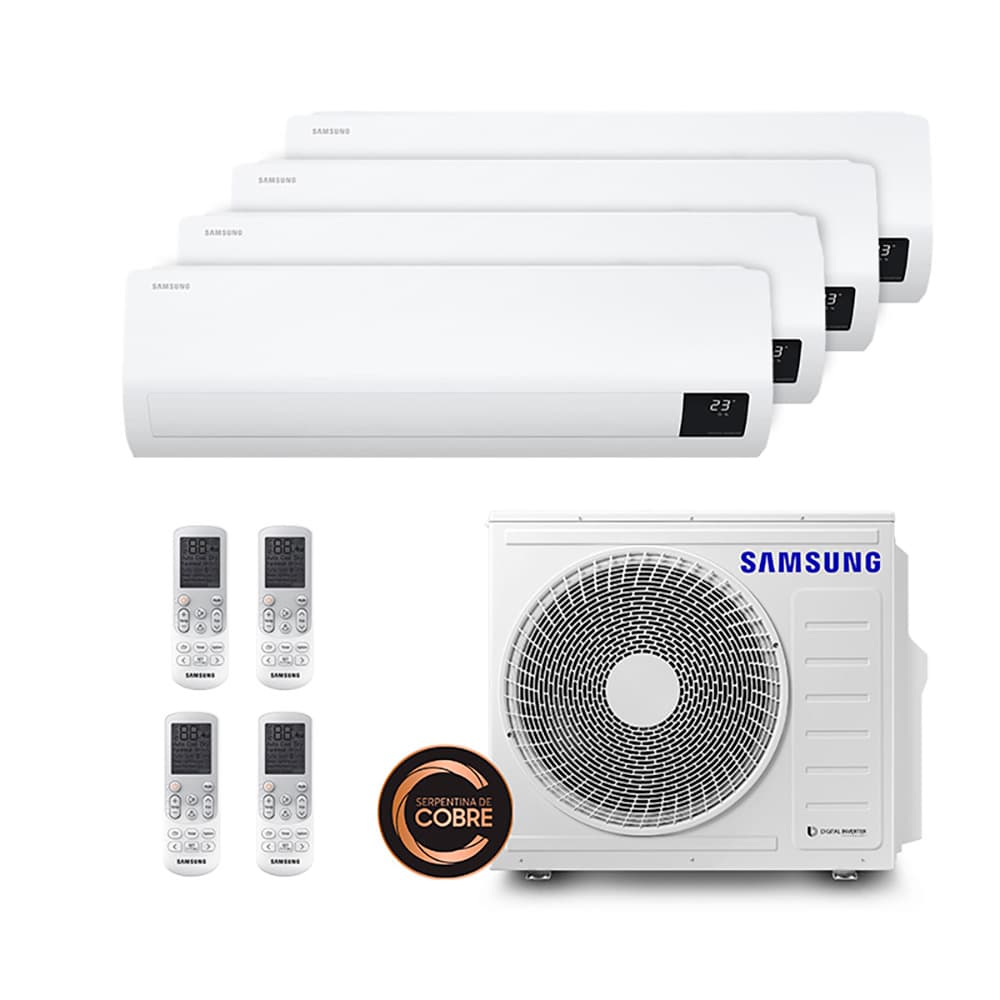 Ar Condicionado Multi Split Inverter Samsung 28.000 Btus (3 Evap 9000 e 1 Evap 12000) Quente/Frio 220V Monofásico