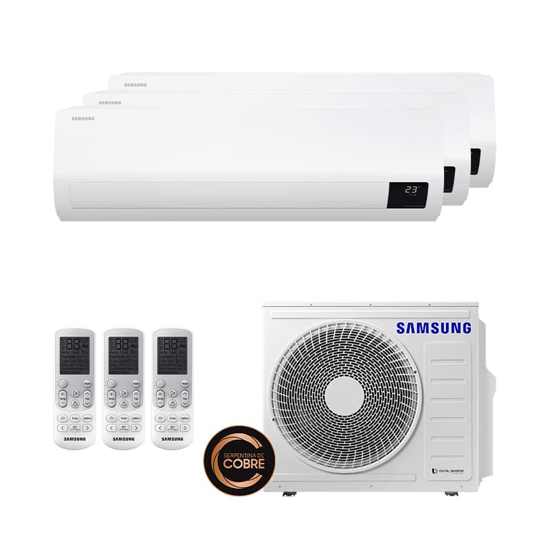Ar Condicionado Multi Split Inverter Samsung HW 24.000 Btus (2x Evap 9.000 e 1 Evap 18.000) Quente/frio 220V Monofásico